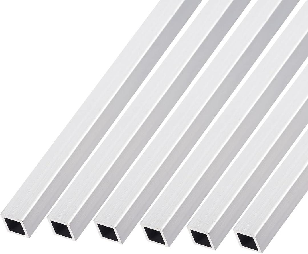 TOP-VIGOR 6Pcs 6063 Aluminum Square Tube, 8mm x 8mm x 1mm Wall Thickness 200mm Length Aluminum Tubing Seamless Straight Pipe for Machinery Frame Construction DIY Projects