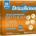 Drizzilicious Mini Flavored Rice Cakes Birthday Cake - Rice Crisps, Healthy Snack for Adults and Kids, Vegan, Gluten Free Snack, Allergen Free, Only 90 Calories Per Bag - 0.74 oz (Pack of 10)BB:15 Sep 2026