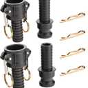 GASHER 1" Camlock Fittings Type C & E Polypropylene Cam and Groove Hose Fitting Kit with 1" Female x Male Camlock x 1" Hose Barb (2Pack)