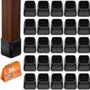 BAIPOK 36Pcs Square Chair Leg Floor Protectors, Silicone Chair Leg Protectors for Hardwood Floors, Felt Furniture Leg Cover Pad for Protecting Floors from Scratches and Noise, Black, Easy to Install (Square L (1.25'' -1.60''))