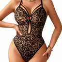 Avidlove Lingerie for Women Sexy Teddy Mesh Sheer Chemise Strappy Bodysuit One Piece Babydoll Snap Crotch, L