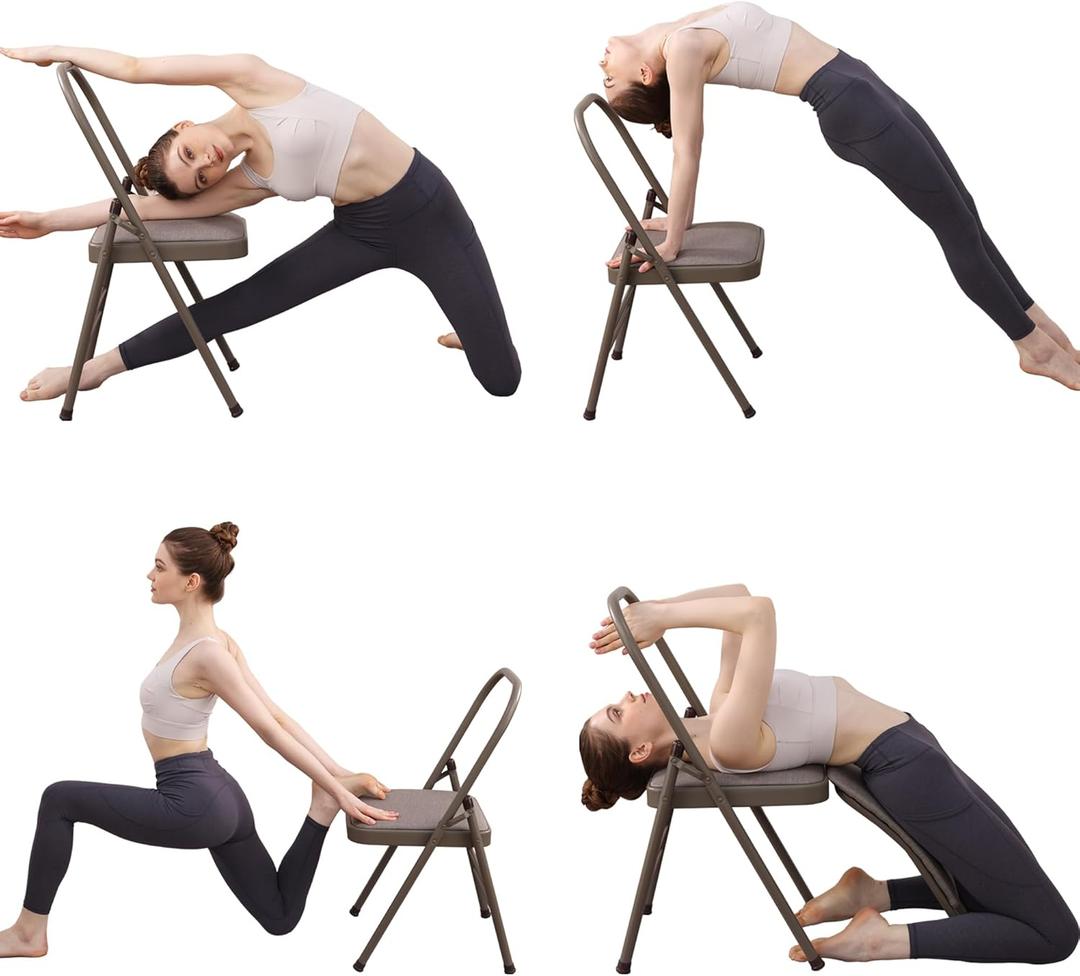 BODY RHYTHM Yoga Auxiliary Chair with Lumbar Back Support for Abs & Core, Balance Handstand, Flexibility and Strength Training and Back Pain Relieving