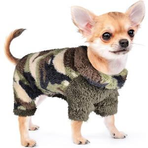 Sebaoyu Plaid Turtleneck Dog Pajamas for Small Dogs, Fleece Sweater, Winter Cute Tiny Clothes Outfit Puppy Pajamas Pet Jumpsuits Cat Clothing (Medium, Camouflage Green)