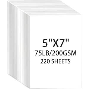 Cardstock 5x7, 220 Sheets, White Card Stock, 5x7 Cardstock Paper, 75lb/ 200gsm Heavyweight Blank Cards for Printer,DIY,Wedding Invitations, Thankyou Cards, Postcards