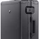 LEVEL8 Gibraltar Aluminum Zipperless Luggage 20 Inch, Hardside Carry on Suitcases with Wheels Tsa Lock, 8 Spinner Wheels, Dark Grey