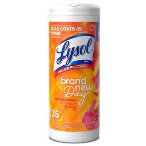 Lysol Disinfectant Wipes, Multi-Surface Antibacterial Cleaning Wipes, for Disinfecting and Cleaning, Mango and Hibiscus Scent, 35ct (Pack of 1)