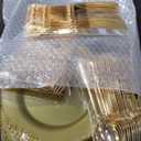 Morejoy 175PCS Black Gold Plastic Plates, Black Plates with Rolled Napkins: 50 Plates, 25 Spoons, 25 Forks, 25 Knives, 25 Cups for Wedding & Party & Birthday & New Year (175PCS, Black and Gold)