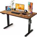 Electric Standing Desk - Sit to Stand Desks for Home Office & Gaming - Height Adjustable Standup Computer Table - One Piece Desktop and Rising Frame with Storage - 48 Inch Brown