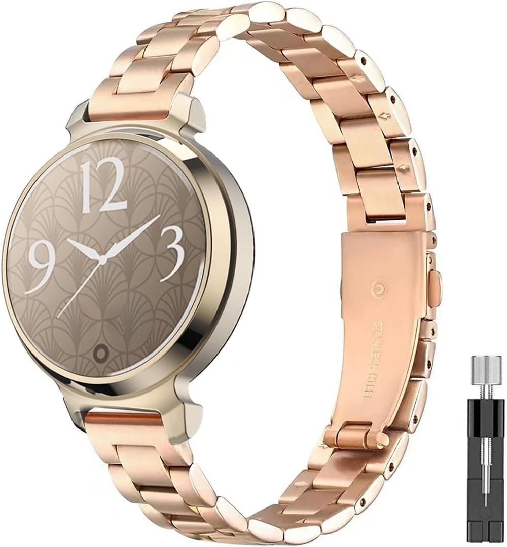 14mm Metal Band Compatible for Garmin Lily 2/Lily 2 Active, Stainless Steel Replacement Straps With Adjustment Tool