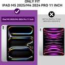 ZoneFoker Case for iPad Pro 11 Inch Case M5/M4(2025/2024) with Pencil Holder, Slim Hard Translucent Protective Cover for M5/M4 iPad Pro 11" with Kickstand, Purple Glitter