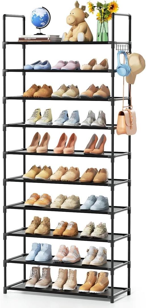 EWXZY 10 Tiers Shoe Rack for 40 Pairs - Versatile Storage Solution, Sturdy Metal Construction, Organized Accessory for Closet Bedroom - 70.86 x 23.26 x 11.81 inches - Black