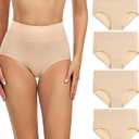 wirarpa Women's Cotton Underwear High Waisted Ladies Panties Full Coverage Briefs 4 Pack (Regular & Plus Size) 3XL