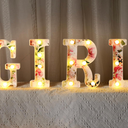 Girl Letters Sign Baby Marquee Light up Letters LED Flower Baby Shower Table Centerpieces Decor for Gender Reveal Birthday Party, 8.26''(Pink,Rose)