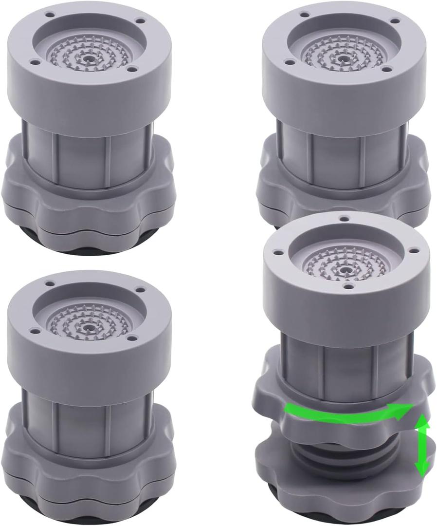 HANIHUA 4 Sets Furniture Bed Risers 3 Inch Washing Machine Support Heavy Duty, Adjustable Height 4 inch Furniture Risers for Sofa, Fridge, Chairs, Light Gray