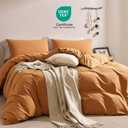 JELLYMONI Duvet Cover Queen Size - 100% Washed Cotton Comforter Cover with Linen-Like Texture, Breathable & Soft Bedding for Modern Home, Guest Room and Everyday Use,1 Duvet Cover & 2 Pillowcases