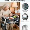 FANGSUN Walker Tray for Folding Walker Foldable Tray for Walkers with Side Pockets & Cup Holder, Spill-Proof, Easy Install with Straps, Fits Rolling Walkers with Side Bars, for Meals & Drinks