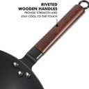 Babish Carbon Steel Wok 14 Inch Flat Bottom Stir Fry Pan Durable Heavy Duty Cookware for High Heat Cooking Stir Fry Sautéing Frying Compatible with Gas Electric and Induction Stovetops