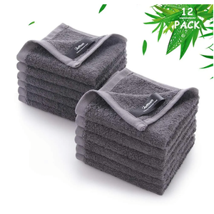 Wash Cloths Pack of 12, Super Soft and Skin Friendly Face Towel for Sensitive Skin, 10x10 inch Small Face Washcloths, Reusable Washable Makeup Remover Cloths, Easy to Rinse Grey Facial Cleansing Cloths