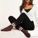 AugRing Women's Striped Cotton Crew Socks Cozy Casual Athletic Quarter Socks for Running & Gym Size 5-11