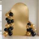 Gold Shimmer Arch Backdrop Cover 6.6FT with Zipper,Thick Soft Stretchy Sequin Glitter Spandex Fitted Chiara Cover for Wedding Birthday Baby Shower Graduation Party Photo Backdrop