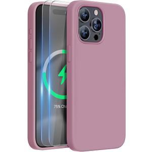 Miracase for iPhone 15 Pro Max Case, [with 2X Screen Protectors], Compatible with MagSafe, Liquid Silicone Case Shockproof Drop Protection Phone Case for 15 Pro Max, Blackcurrant Magnetic