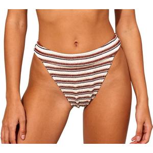 Womens Brown Bikini Bottom Crinkled Stretch Crepe Fabric, Mid-Cut High Waist, Full-Moderate Coverage