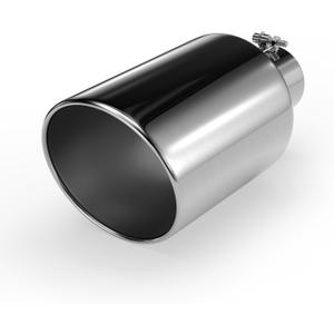 Richeer 4 to 8 inch Exhaust Tip, 4" Inlet, 8” Outlet 15” Overall Length Stainless Steel Polished Finish Universal for Vehicles with 4" O.D. Exhaust Tailpipe, Rolled Edge, Bolt on Design
