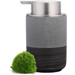 EMPO Ceramic Embossed Press Foam Hand Soap Dispenser - 300ml Large Capacity Facial Cleansing Bottle and Liquid Soap Dispenser for Kitchen Bathroom with Mousse Lotion Pump (Grey) 