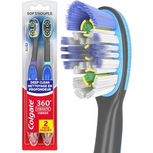Colgate Total Advanced 360 Floss Tip Sonic Battery Powered Toothbrush, 2 Pack (Multicolored)