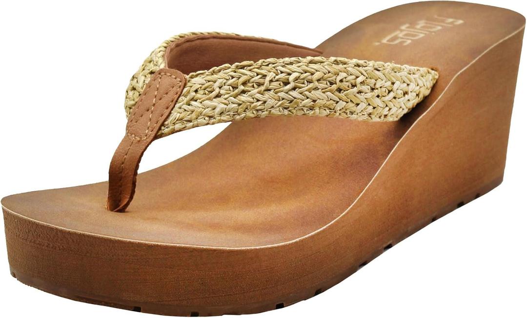 FLOJOS Women's LYRA Wedge Sandal, Natural, 7