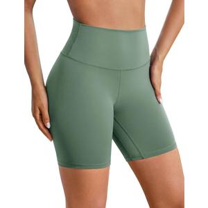 BAYDI Clouduxi Biker Shorts for Women 6" High Waisted Workout Gym Running Shorts Womens Buttery Soft Yoga Pants (Mineral Green, XL)