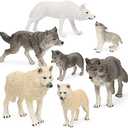 RESTCLOUD 7Pcs Wolf Toy Figurines Set Wolf Animals Figures (Wolf Set B)
