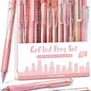 Four Candies Rose Series Gel Pens, Cute Writing Pens with Black & Pink Ink, 0.5 mm Smooth Fine Point, School Office Supplies Girly Stationery Aesthetic Desk Accessories for Women, Set of 12