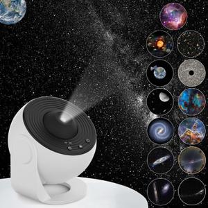 Galaxy Projector, 13 in 1 Planetarium Star Projector Realistic Starry Sky Night Light with Solar System Constellation Moon for Kids Adults Bedroom Ceiling Home Theater Living Room Decor (White)