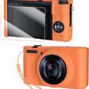 2 x Camera Case for Canon PowerShot SX740/ SX730 Digital Camera Accessories,SX740 HS Cave, Soft Silicone Protective Case,Comes with 1 Screen Protectors and 1 Wrist Strap- (Orange)
