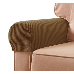 SUBRTEX Stretch Couch Arm Covers Set of 2, Checkered Sofa Arm Slipcovers, Anti-Slip Armrest Covers for Recliner and Armchairs, Pet Proof, High Stretchy, Hook & Loop Tape, Black