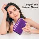 Varikke for Samsung Galaxy S24 Ultra Wallet Case Detachable with RFID Blocking Card Holder for Women, Glitter PU Leather Strap Wrist Magnetic Flip Wallet Removable Phone Case Cover 6.8", Dark Purple