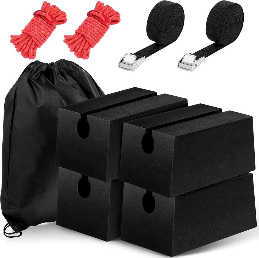Universal Car Top Canoe Carrier Kit 6.7 Inch Kayak Foam Blocks for Roof Rack Soft Standard Replacement Car Top Roof Racks Pads with Tie-Downs