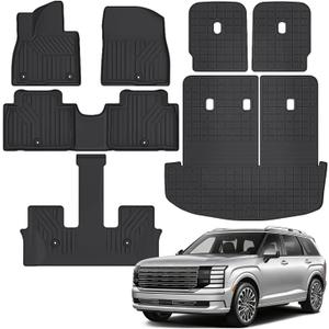 Floor Mats Compatible with Hyundai Palisade 2026 7 Seats(Only Fuel),All Weather Protection Duarble TPE Cargo Liner with Backrest Mats Accessories Compatible with Hyundai Palisade 2026 Fuel
