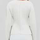 Saodimallsu Womens V Neck Sweater Blazer Peplum Long Sleeve Knit Open Front Split Cardigan Sweaters (White, M)