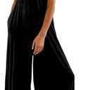 Women's Casual Loose Jumpsuits One Piece Sleeveless Wide Leg Long Pant Rompers with Pockets (Large, Black)