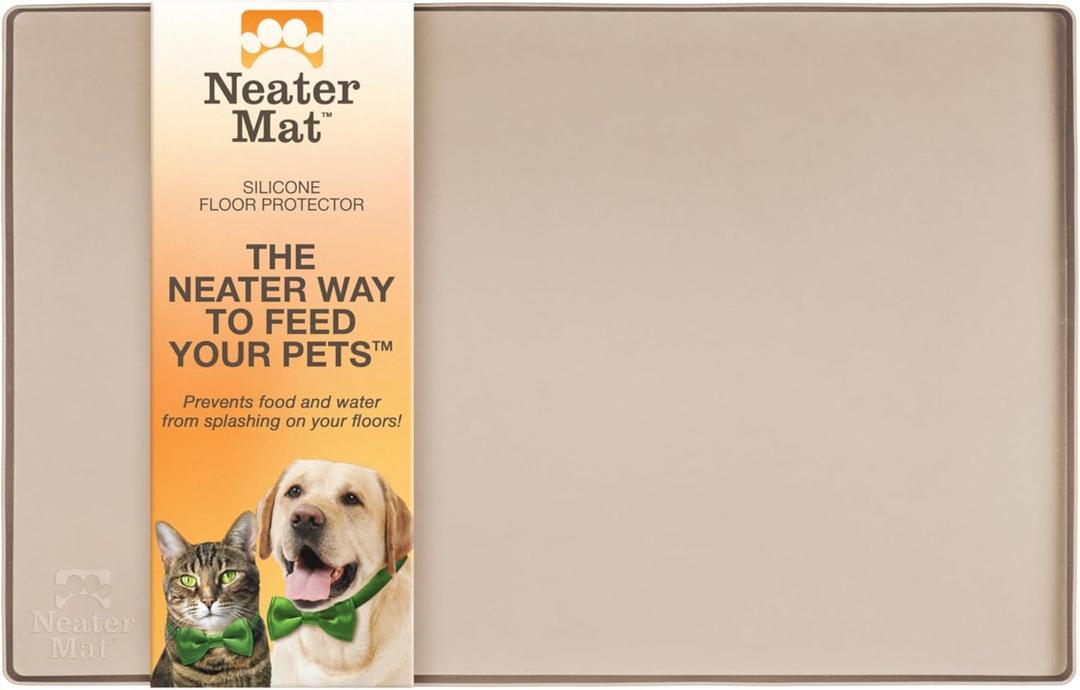 Neater Pet Brands Neater Mat Pet Mats for Food and Water, Cat & Dog Bowl Mat Waterproof Silicone, Feeding Tray, Dog Food Mats for Floors, Placemat w/ Raised Edge for Under Bowls, 19” x 12”