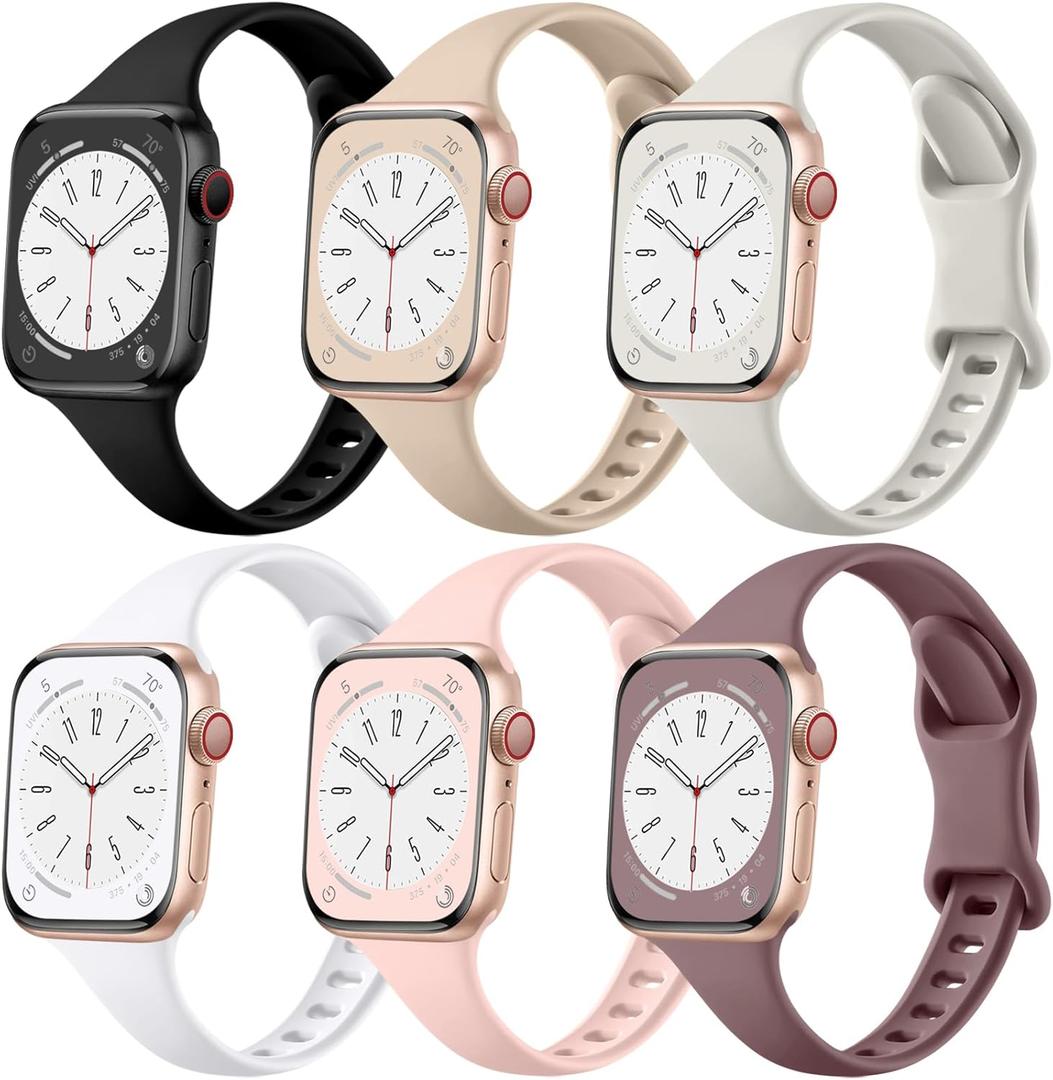 Lerobo Thin Slim Bands Compatible with Apple Watch Bands 40mm 41mm 42mm 38mm iWatch Bands Series 11 10 9 8 7 6 5 4 SE for Women Men, Soft Narrow Sport Strap Wristband