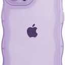 Hcnrreivn Case for iPhone 14 Pro Max 6.7 Inch,Cute Kawaii Clear Case for Women/Girls,Yellowing-Resistant,Transparent Soft Silicone Thin Slim Full Body Shockproof Protection Phone Cover -Purple