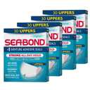 Sea Bond Secure Denture Adhesive Seals, Original Lowers, ZincFree, AllDayHold, MessFree, 30 Count (Pack of 4)