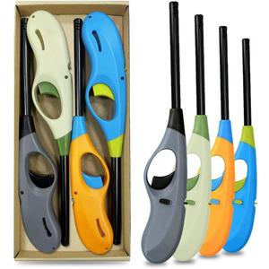 Butane Lighter, 4pcs Refillable Flame Lighter for BBQ Candle(No Butane Inside)