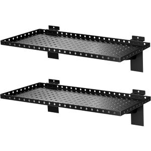 2 Pack Slatwall Shelves, Heavy Duty Metal Slat Wall Shelf for Retail, Garage, Home Storage, 80 lbs Load Capacity, Universal Slatwall Accessories(10 x 24 Inch-2, Black)