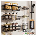 Veken Shower Caddy 6-Pack, Advanced Rustproof Design, No Drilling Adhesive Shelves, Rack with Soap Holder, Large Capacity Bathroom Organizers and Storage, Wall-Mounted Kitchen & Home Decor