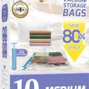 10 Pack Medium Vacuum Storage Bags with Hand Pump, 80% Storage Space Saving, Sturdy Leak-Free Space Saver Vacuum Seal Bags for Clothing, Vacuum Compression Bags for Travel Lugggage