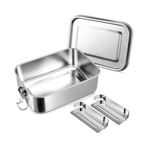 Leonyo 28oz Bento Box, 18/10 Stainless Steel Bento Lunch Box with 2 Dividers, 850ml Small Leak-Proof Food Snack Containers for Sandwich, Dishwasher Safe, Oven Safe Except for Lid